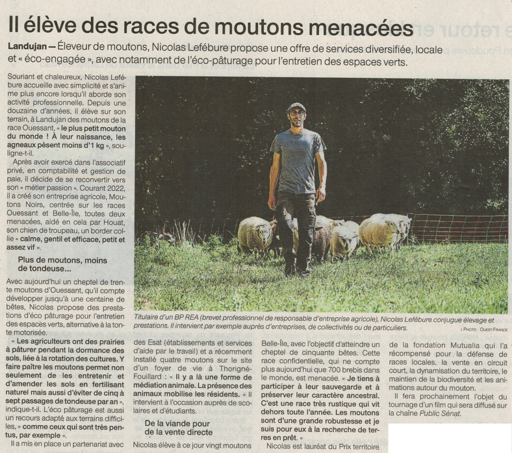 Article de Ouest-France du 2 novembre 2022